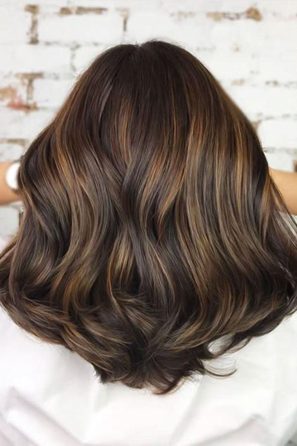 Brown Medium Hairstyles With Highlights