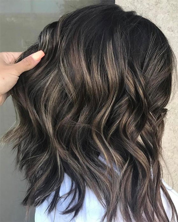 Brown Medium Hairstyles With Highlights